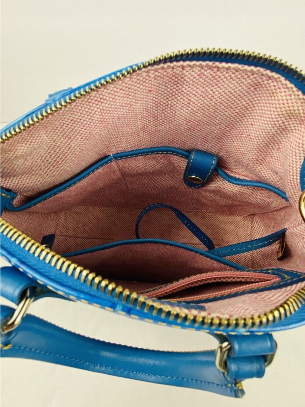 Dooney & Bourke Turquoise Croco Embossed Leather Small/Med Satchel Gold Hardware - Picture 10 of 16